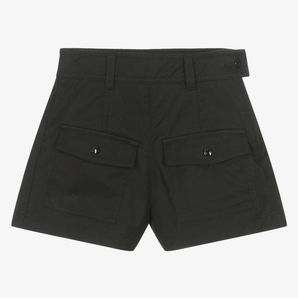 Girls Black Cotton Shorts