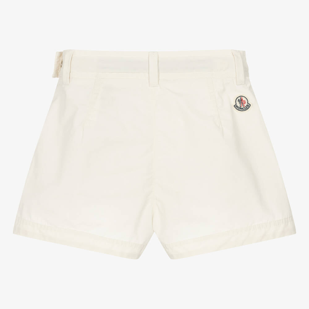 Girls White Cotton Shorts