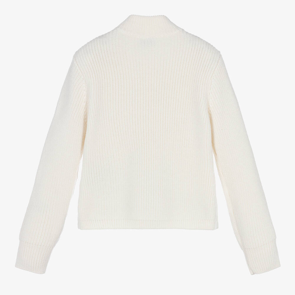 Girls White Zip-Up Jacket