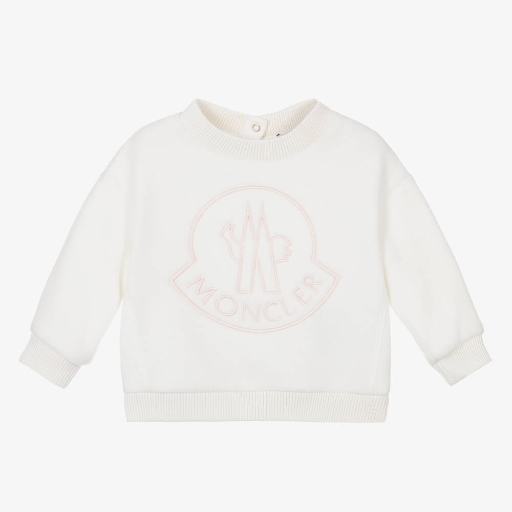 Baby Boys & Girls White Logo Cotton Sweatshirt