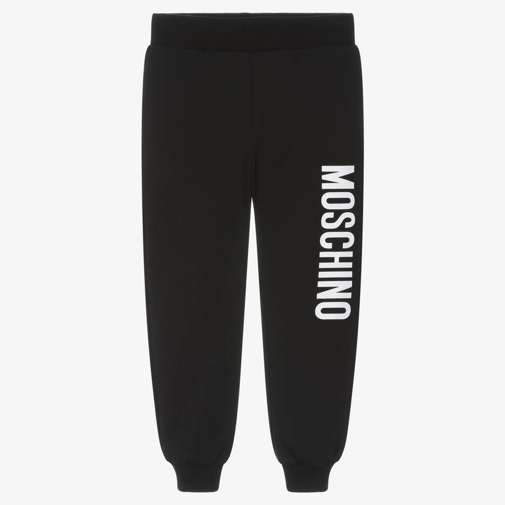 Boys & Girls Black Logo Cotton Trousers