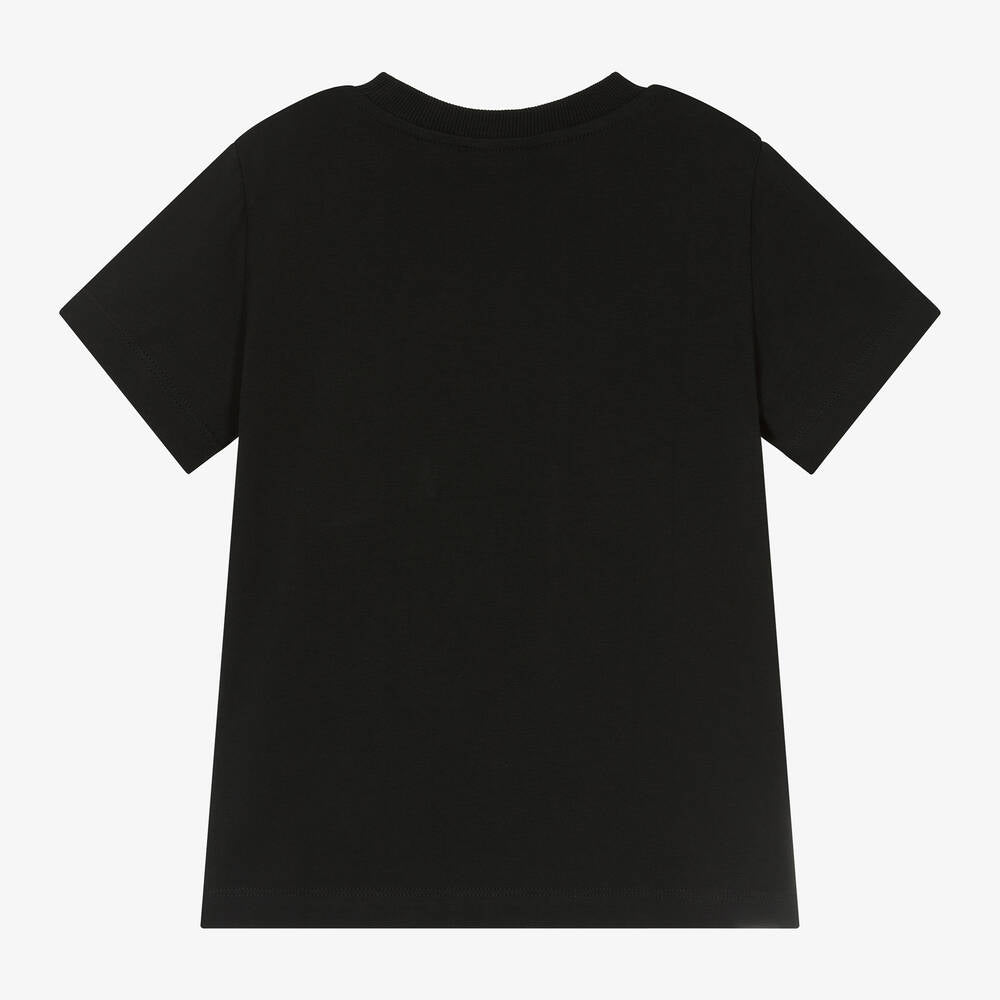 Boys & Girls Black Teddy Bear Cotton T-Shirt