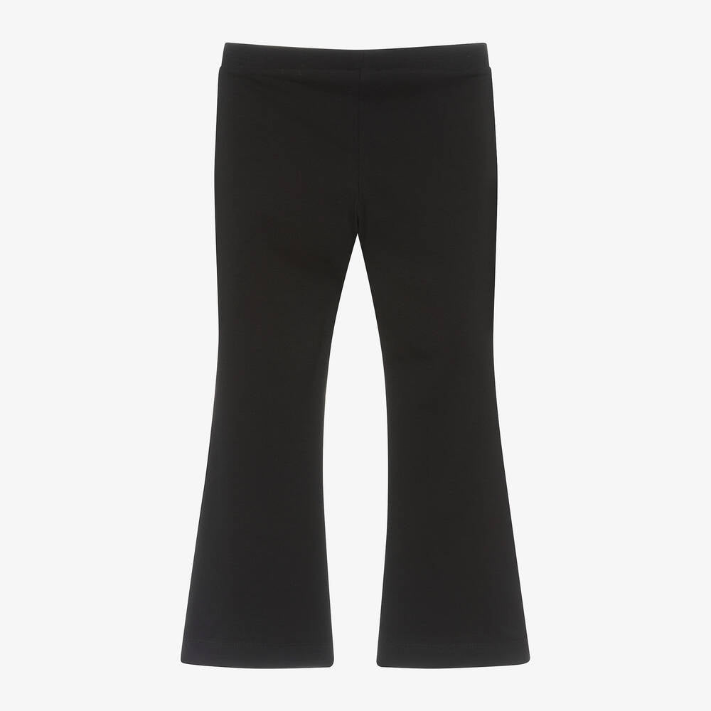 Girls Black Cotton Flared Trousers