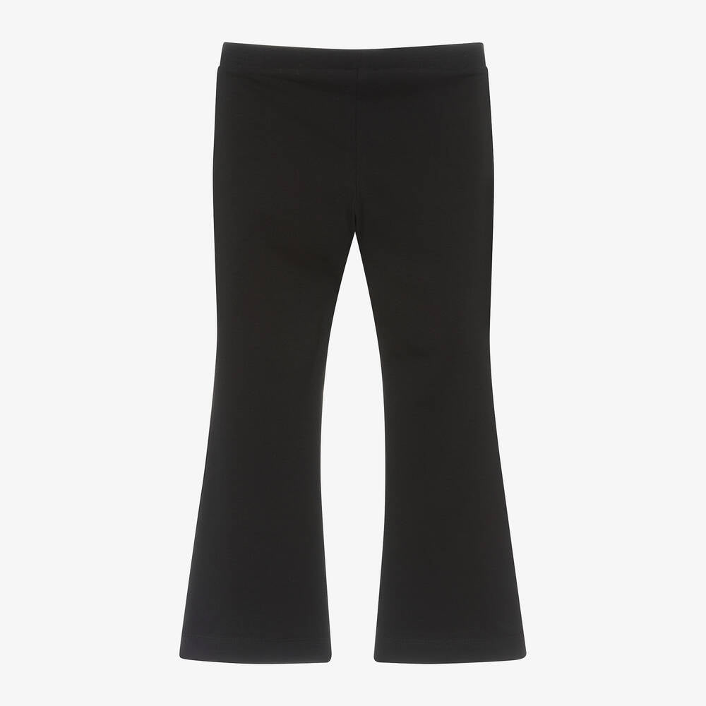 Girls Black Cotton Flared Trousers