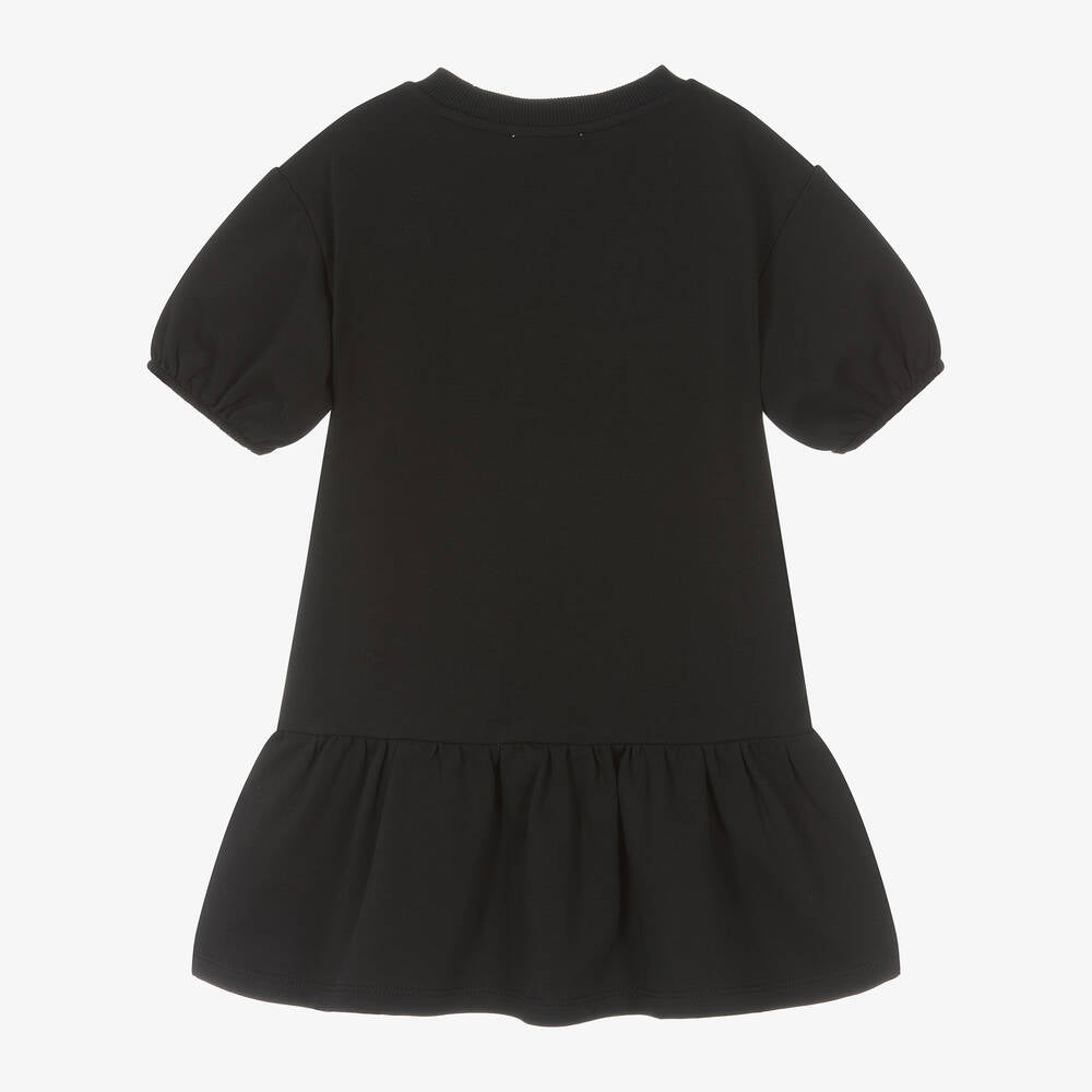 Girls Black Teddy Bear Cotton Dress