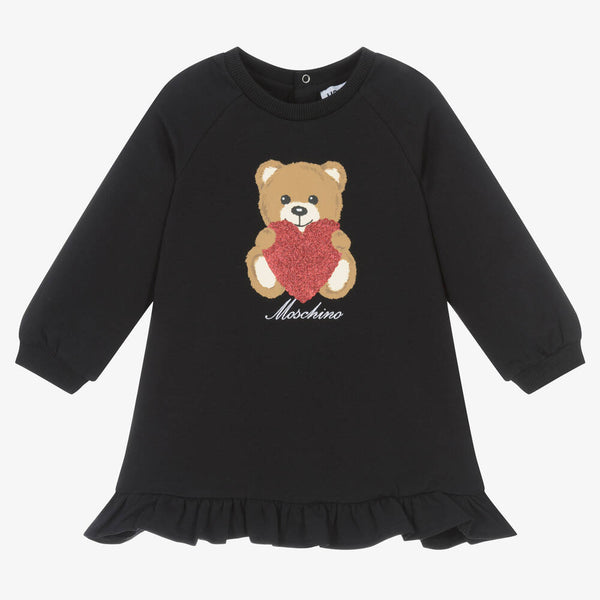 Baby Girls Black Printed Cotton Dress