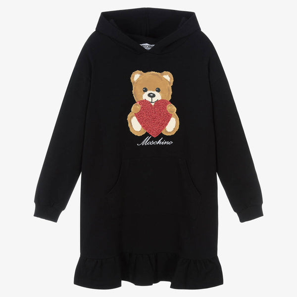 Girls Black Printed Cotton Dress