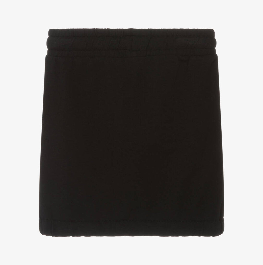 Girls Black Printed Cotton Skirt