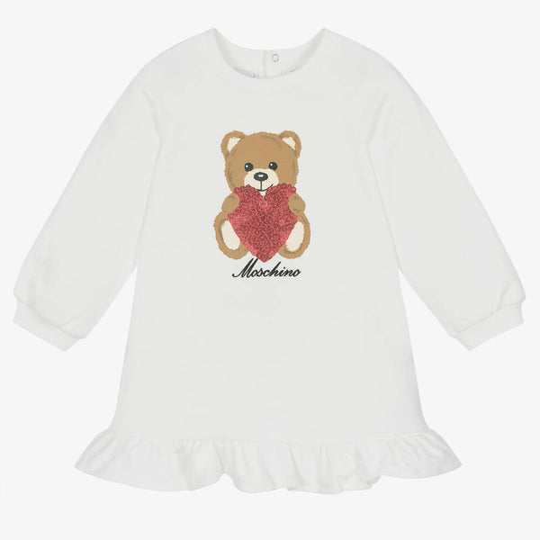 Baby Girls White Printed Cotton Dress