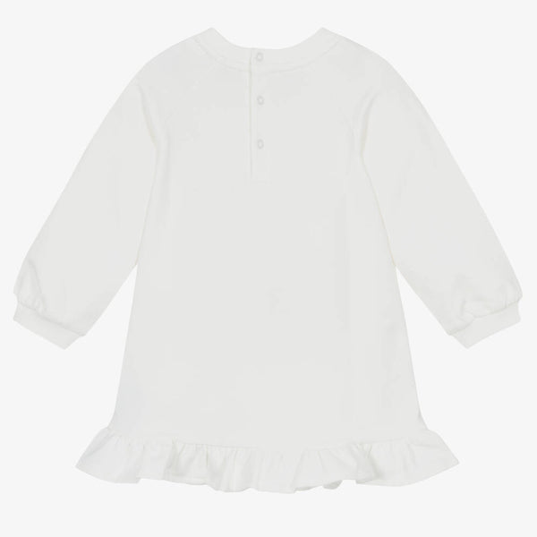 Baby Girls White Printed Cotton Dress