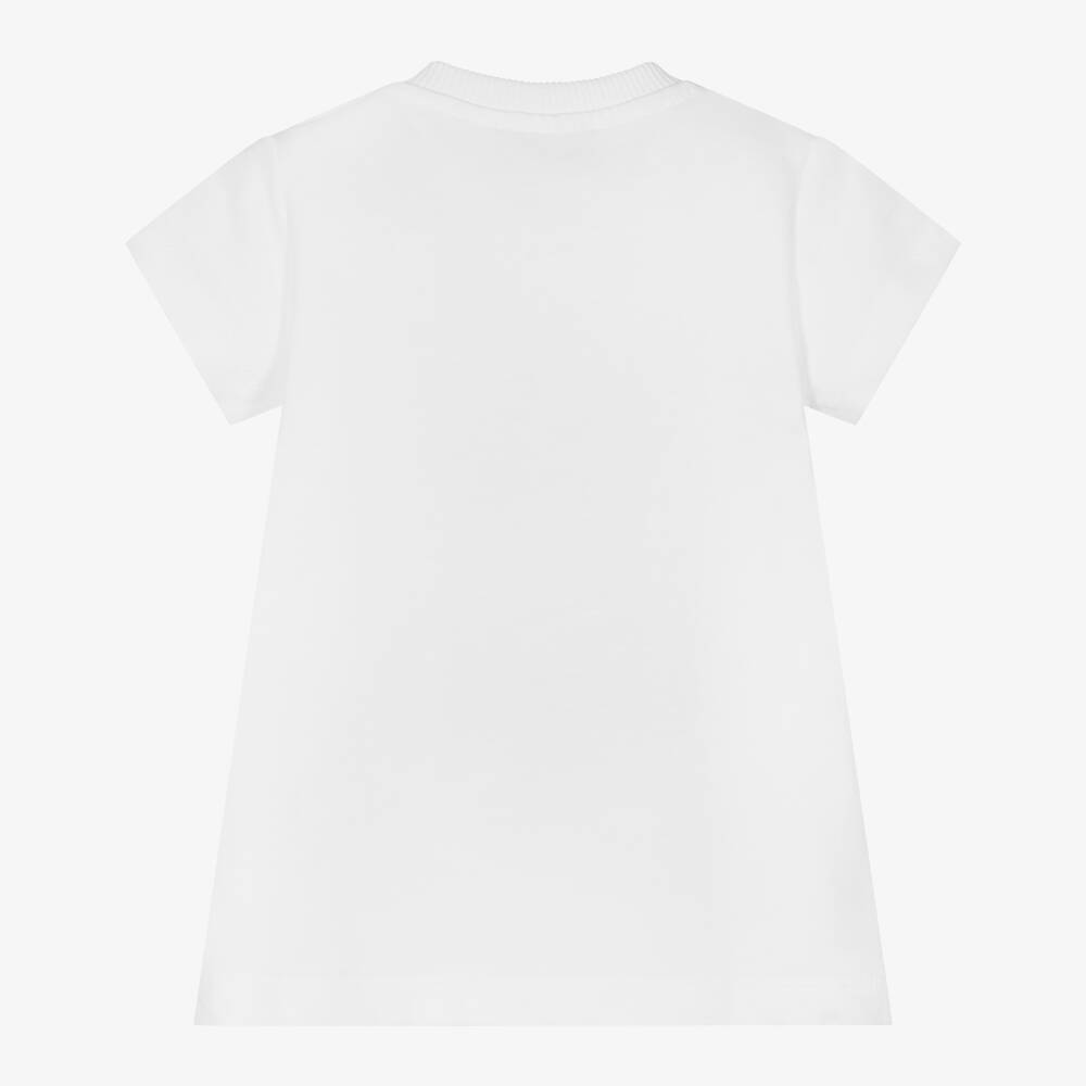 Baby Girls White Teddy Bear Cotton Dress