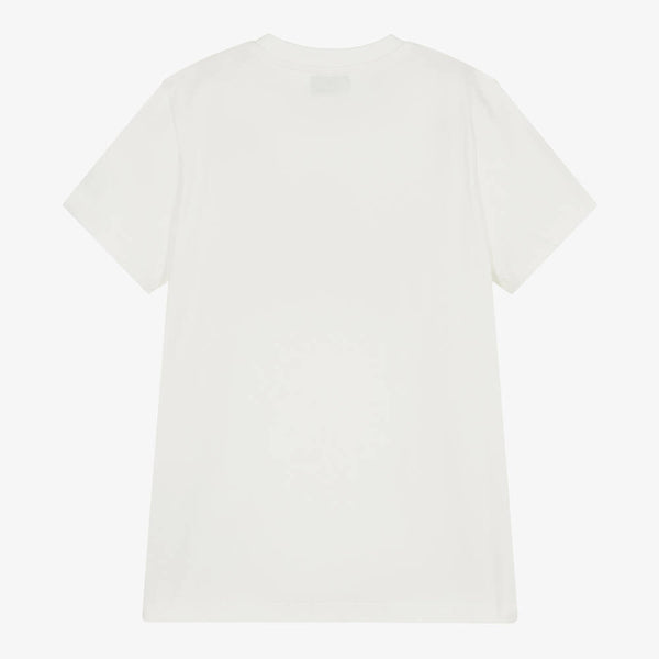 Boys & Girls White Printed Cotton T-Shirt