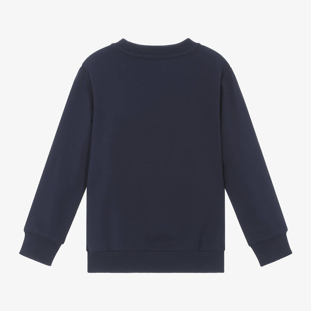 Boys & Girls Navy Logo Cotton Sweatshirt