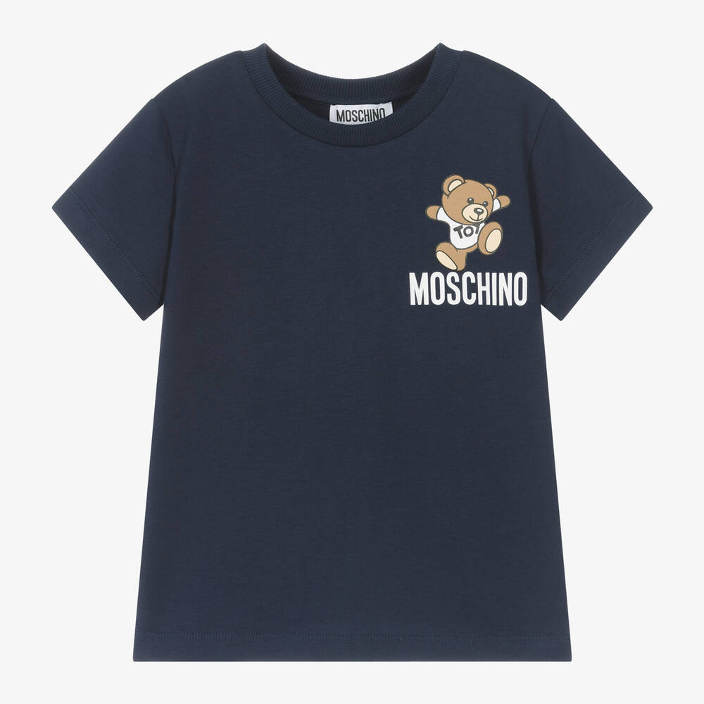 Boys & Girls Navy Teddy Bear Cotton T-Shirt