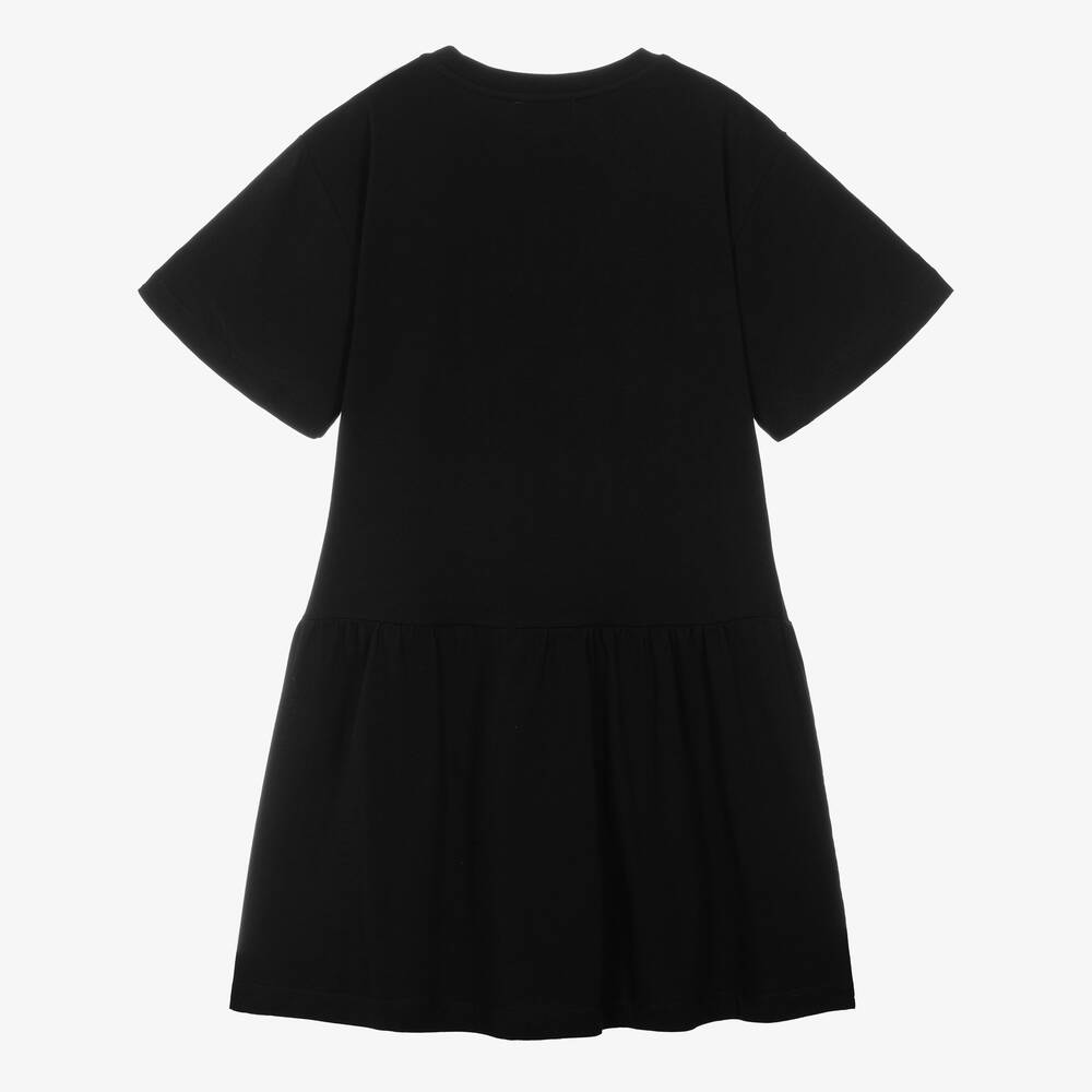 Girls Black Logo Cotton Dress