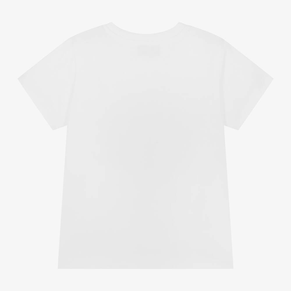 Boys & Girls White Logo Cotton T-Shirt