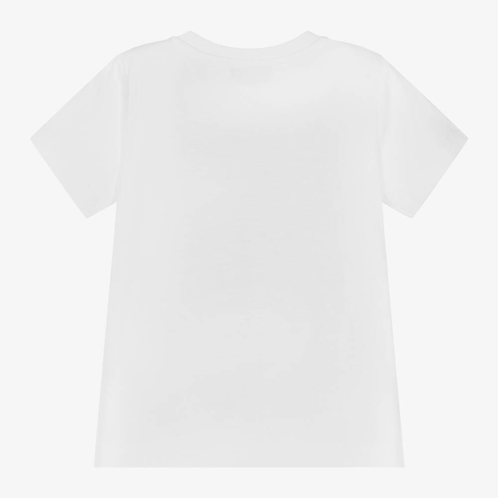 Boys & Girls White Logo Cotton T-Shirt