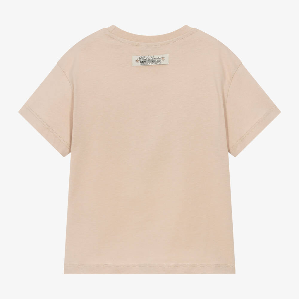 Boys & Girls Beige Logo Cotton T-Shirt