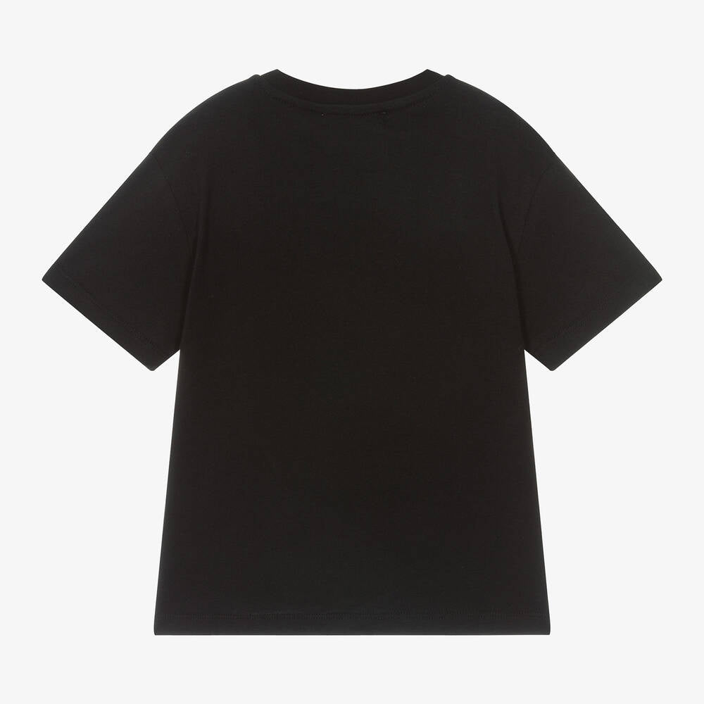 Boys & Girls Black Logo Cotton T-Shirt