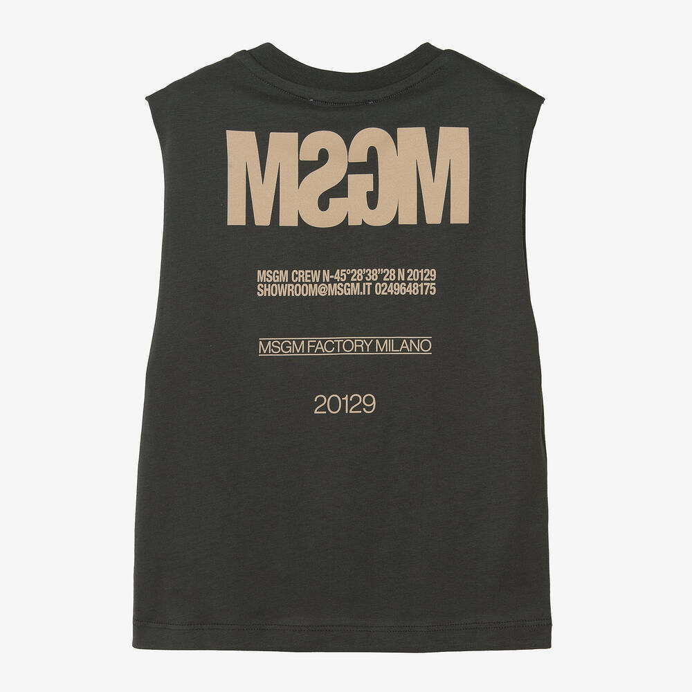 Boys & Girls Dark Grey Logo Cotton Vest