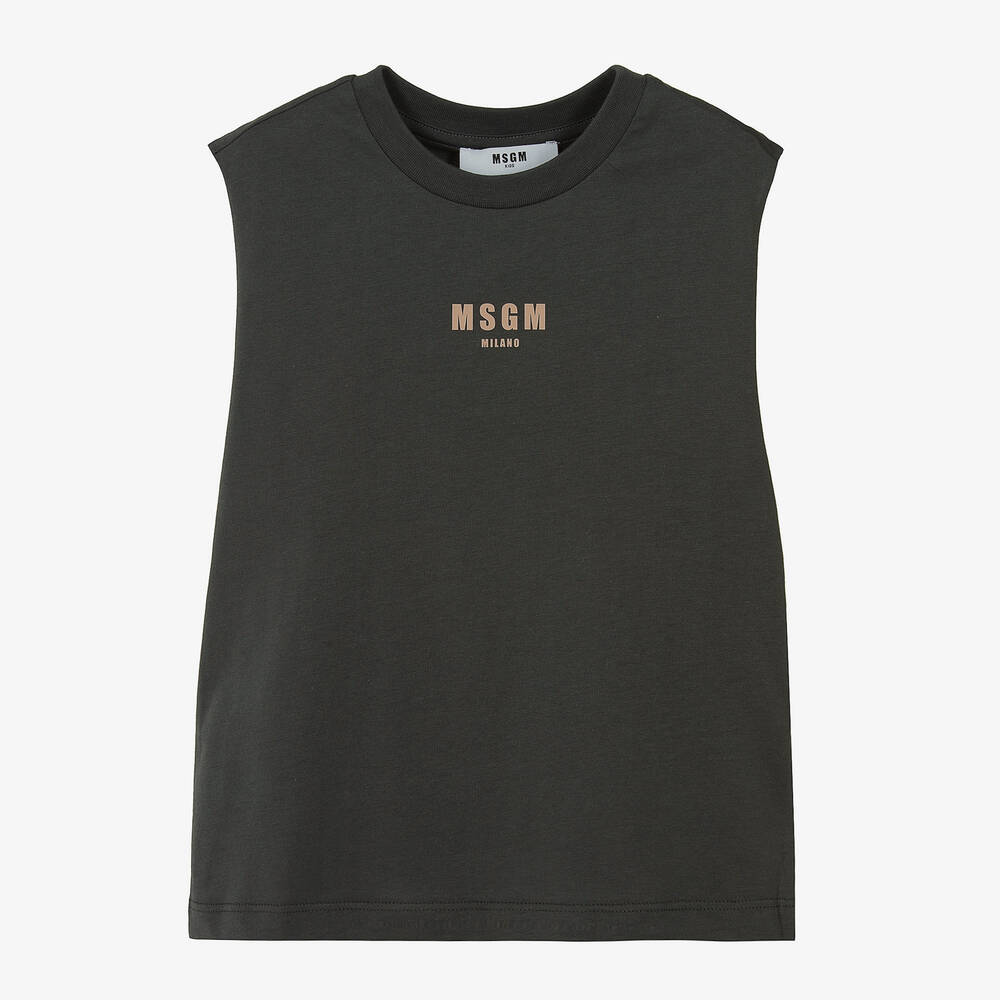 Boys & Girls Dark Grey Logo Cotton Vest