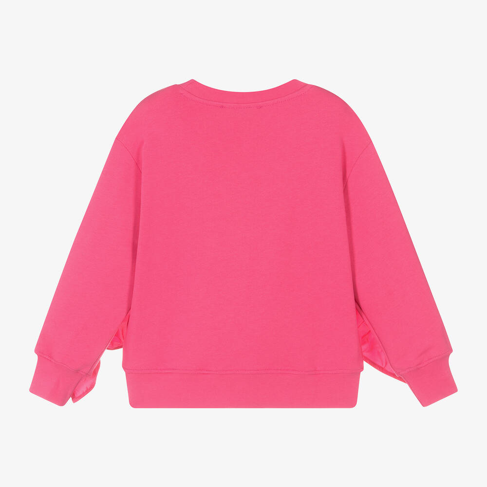 Girls Fuchsia Ruffled Cotton Sweatshirt