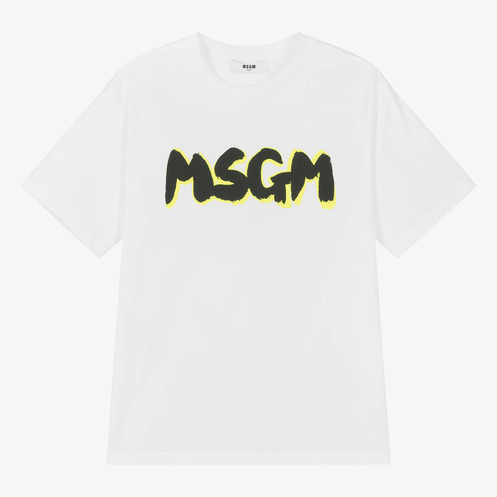 Boys & Girls White Logo Cotton T-Shirt