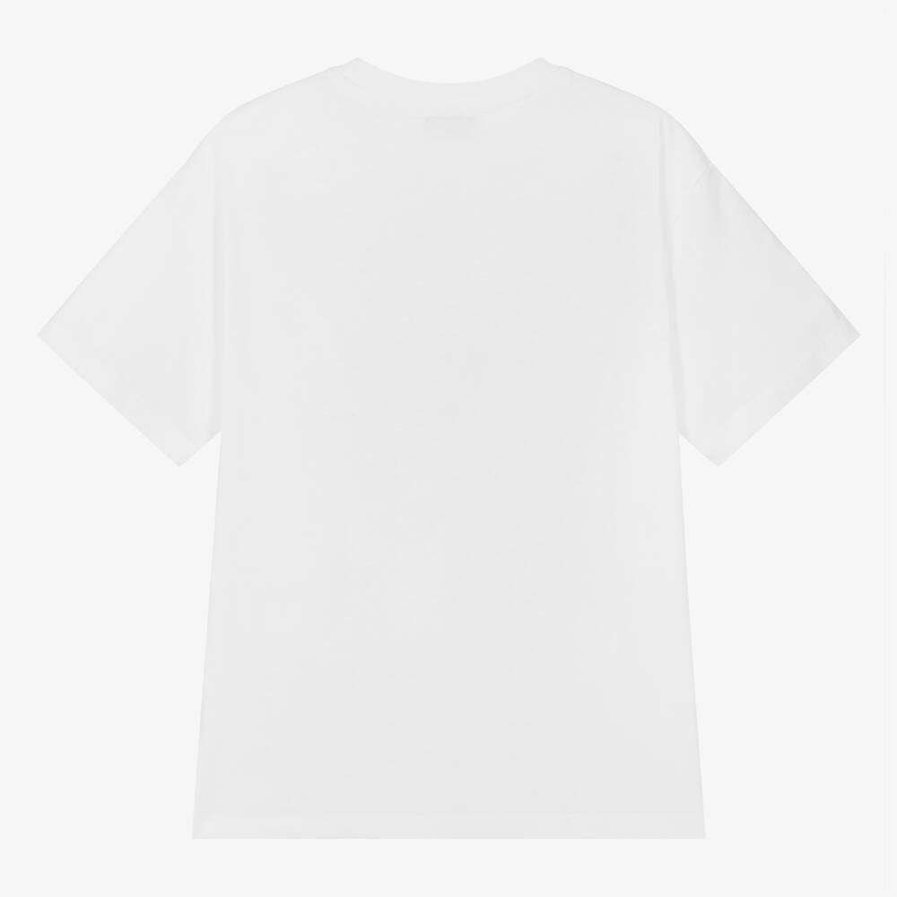 Boys & Girls White Logo Cotton T-Shirt