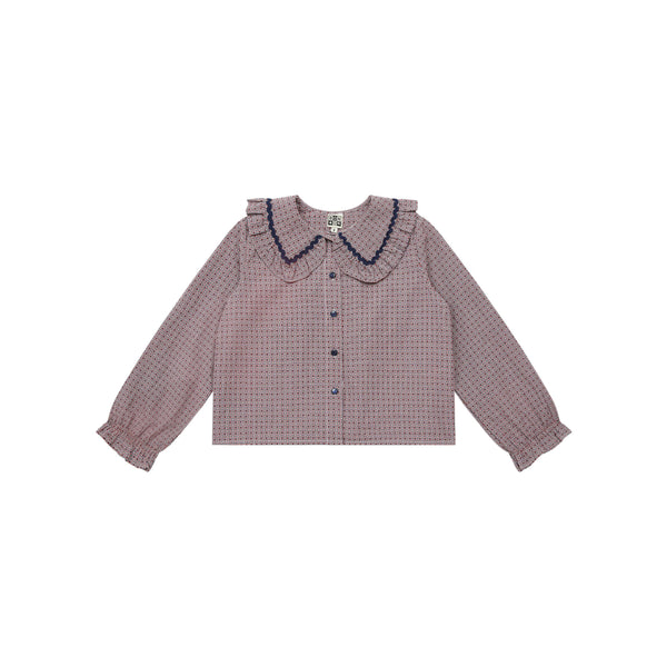 Girls Pink Ruffled Cotton Shirt