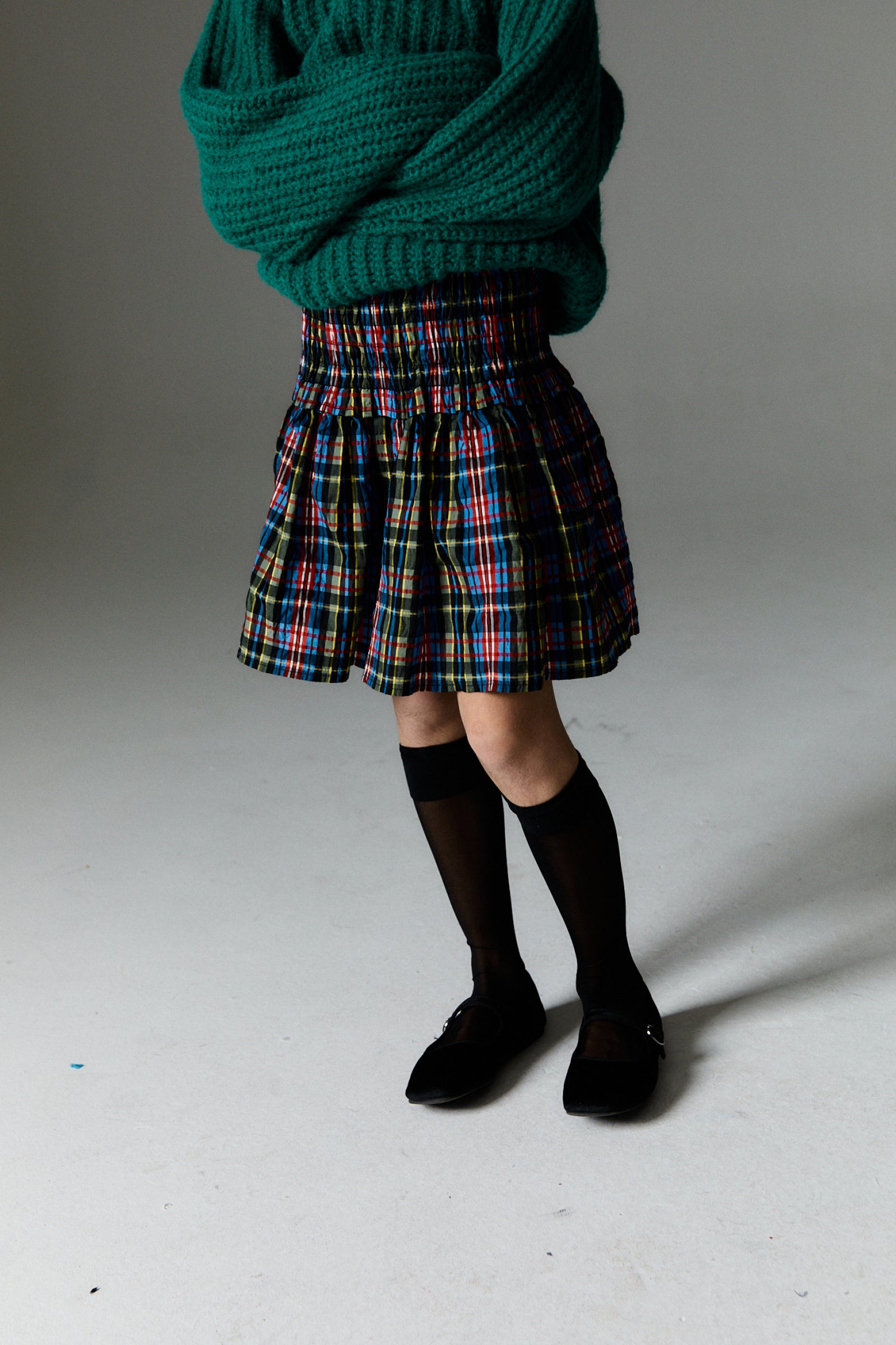 Girls Multicolor Check Skirt