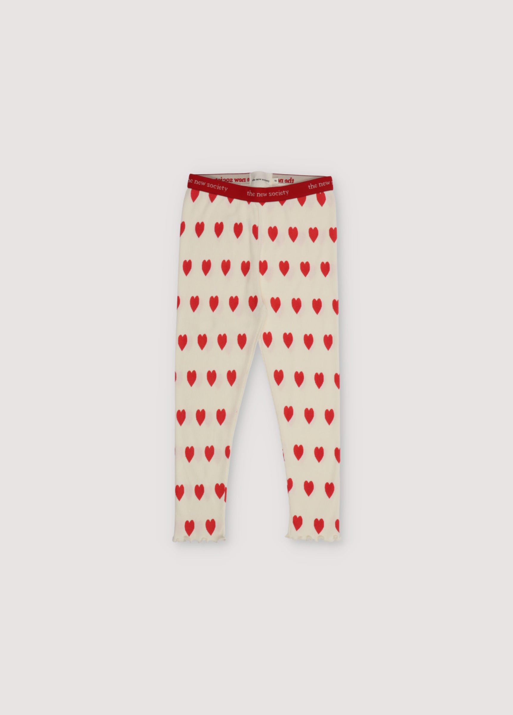 Girls White Heart Cotton Leggings
