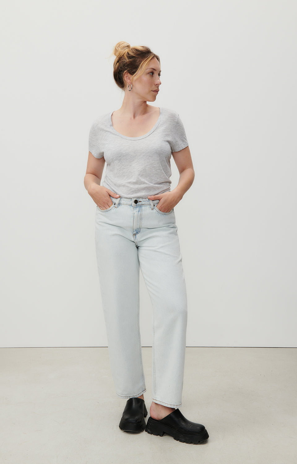 Women Light Grey Cotton T-Shirt