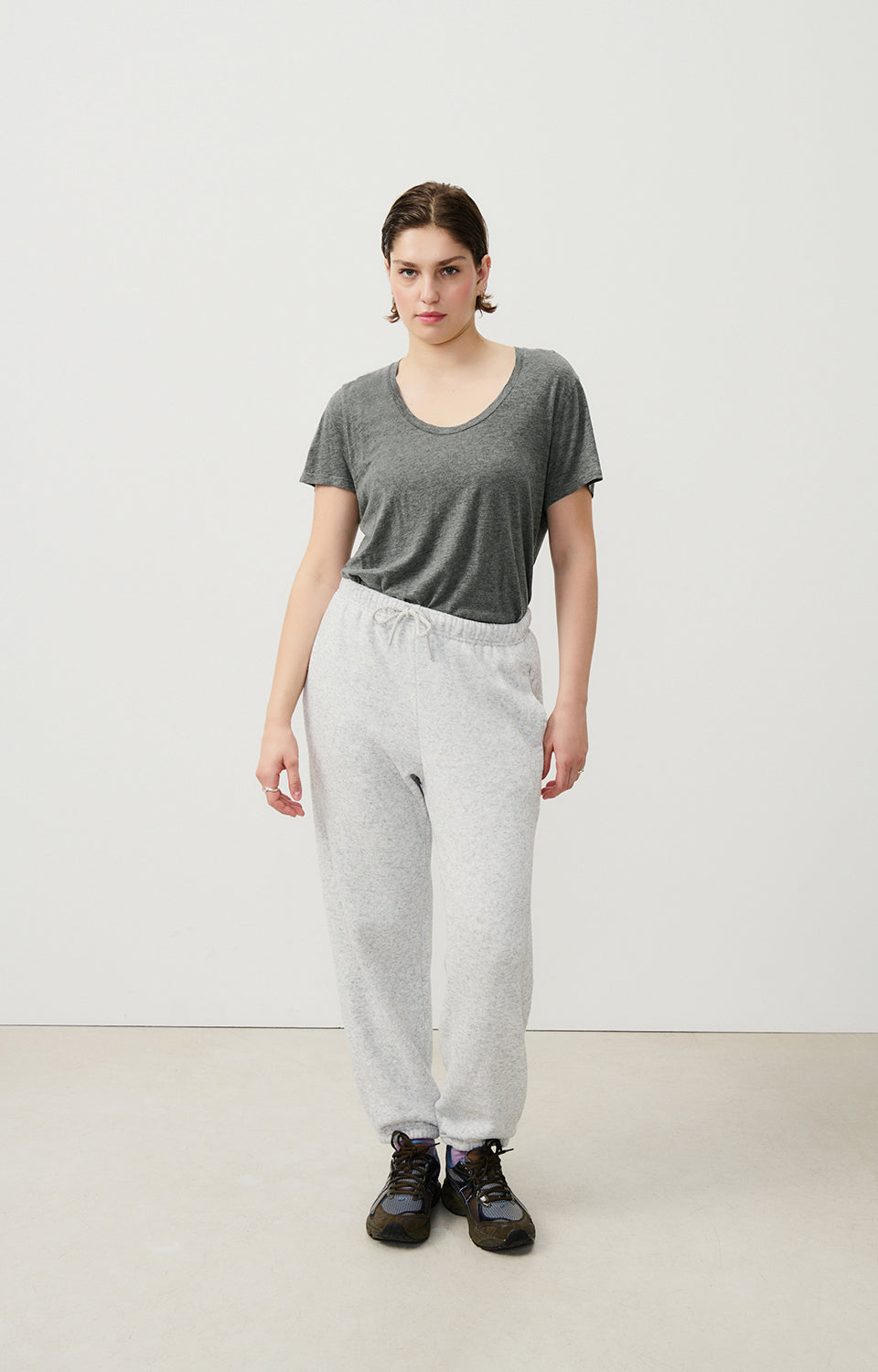 Women Dark Grey Cotton T-Shirt