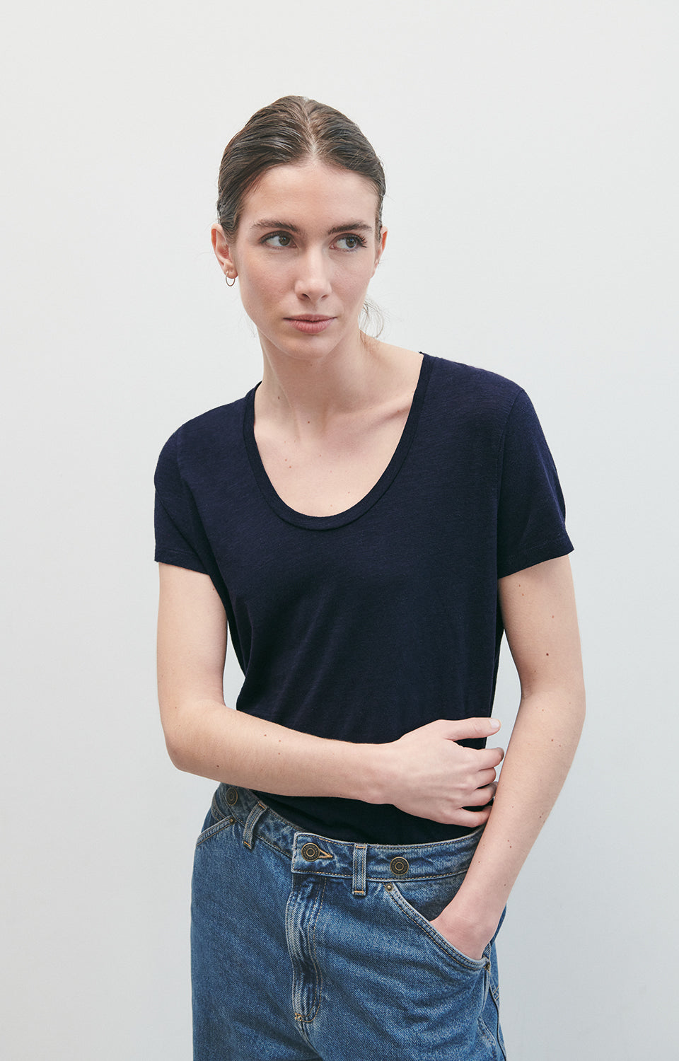 Women Navy Cotton T-Shirt