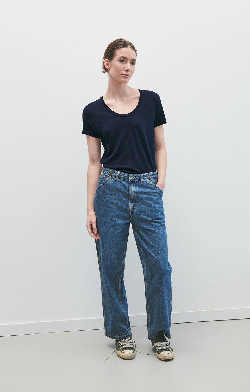 Women Navy Cotton T-Shirt