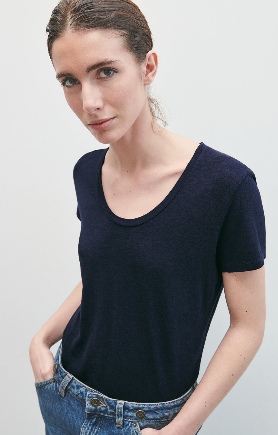 Women Navy Cotton T-Shirt