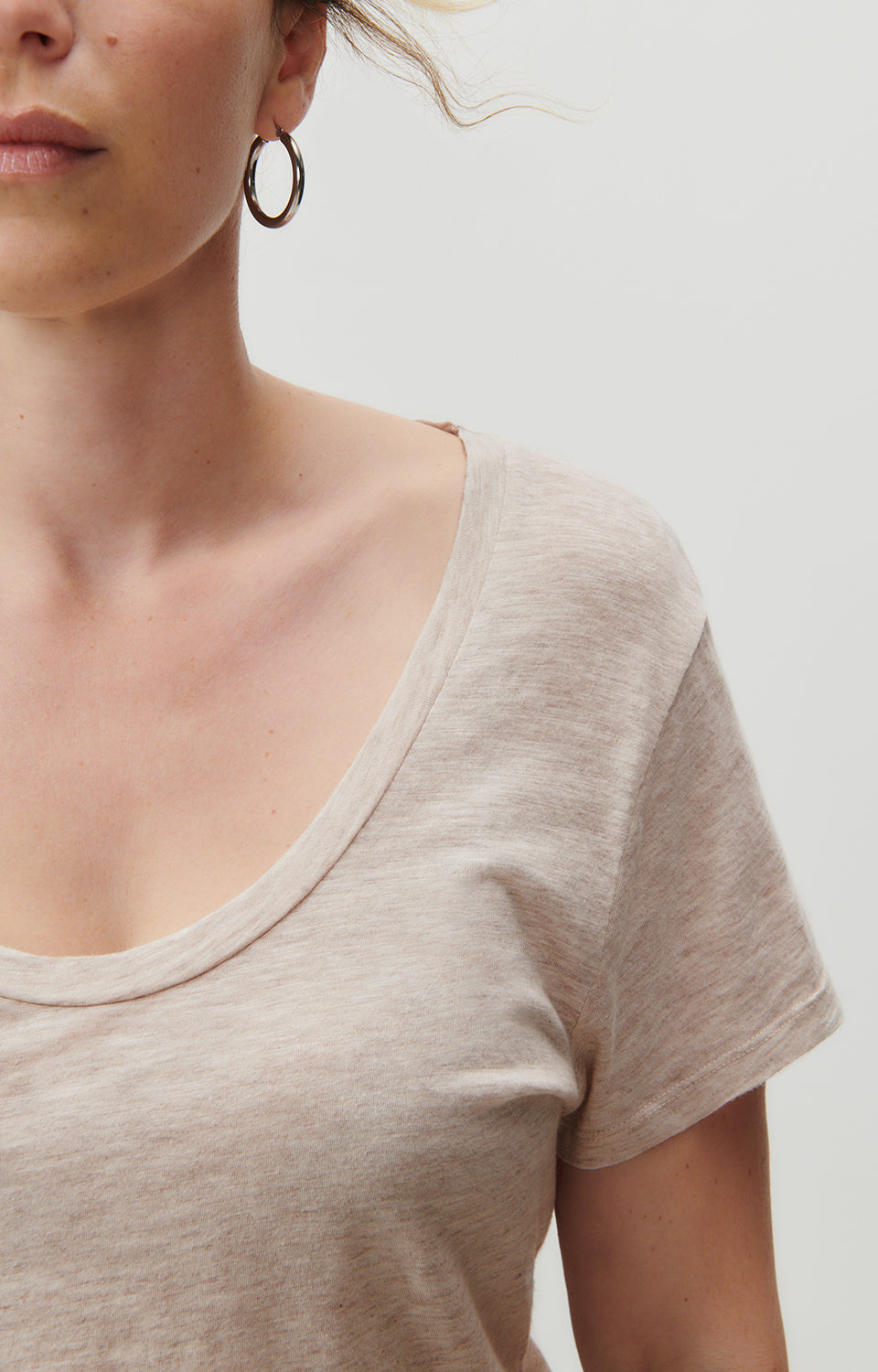 Women Beige Cotton T-Shirt