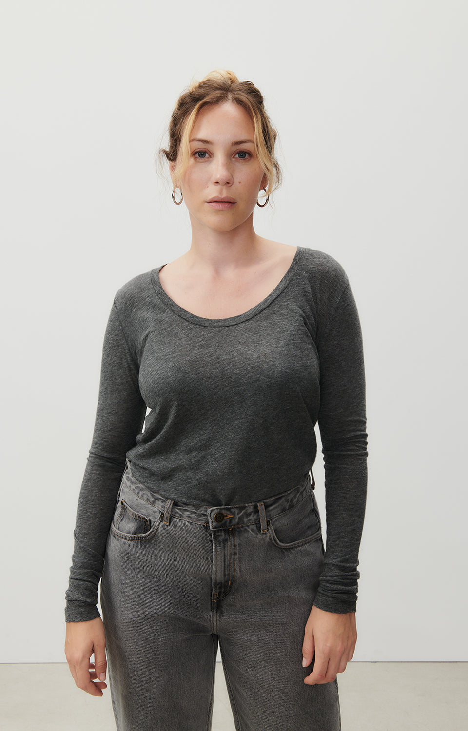 Women Dark Grey Cotton T-Shirt