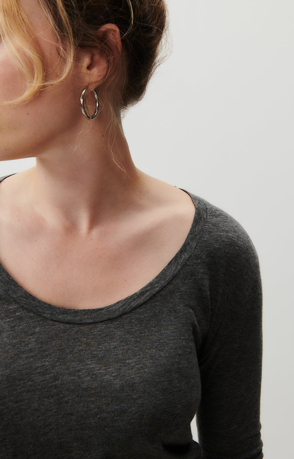 Women Dark Grey Cotton T-Shirt