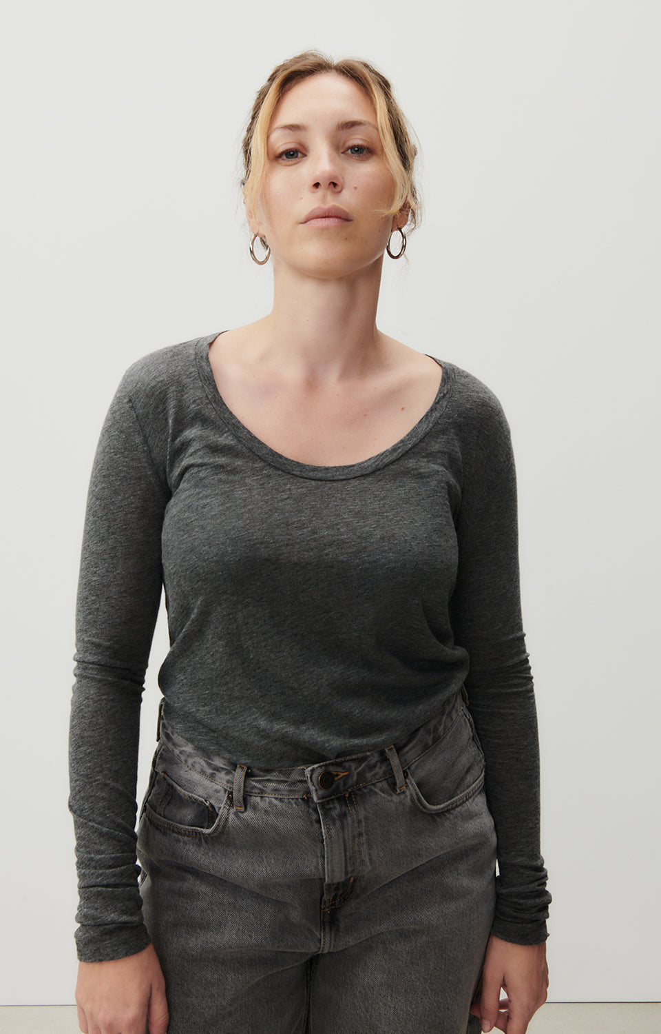 Women Dark Grey Cotton T-Shirt