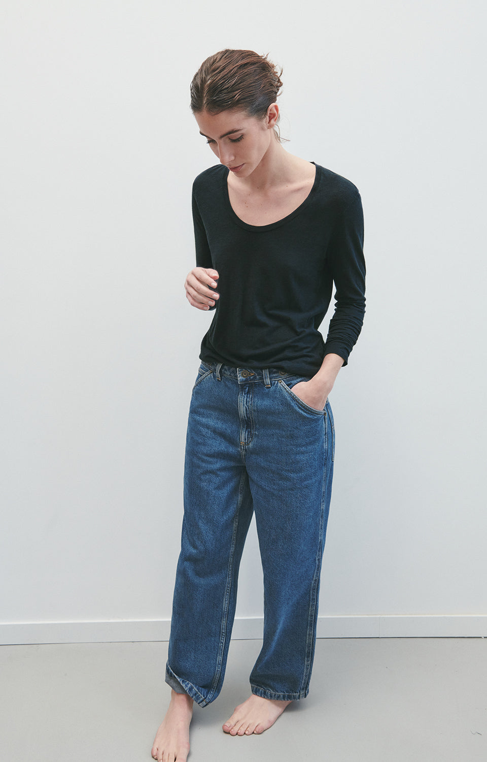 Women Navy Cotton T-Shirt