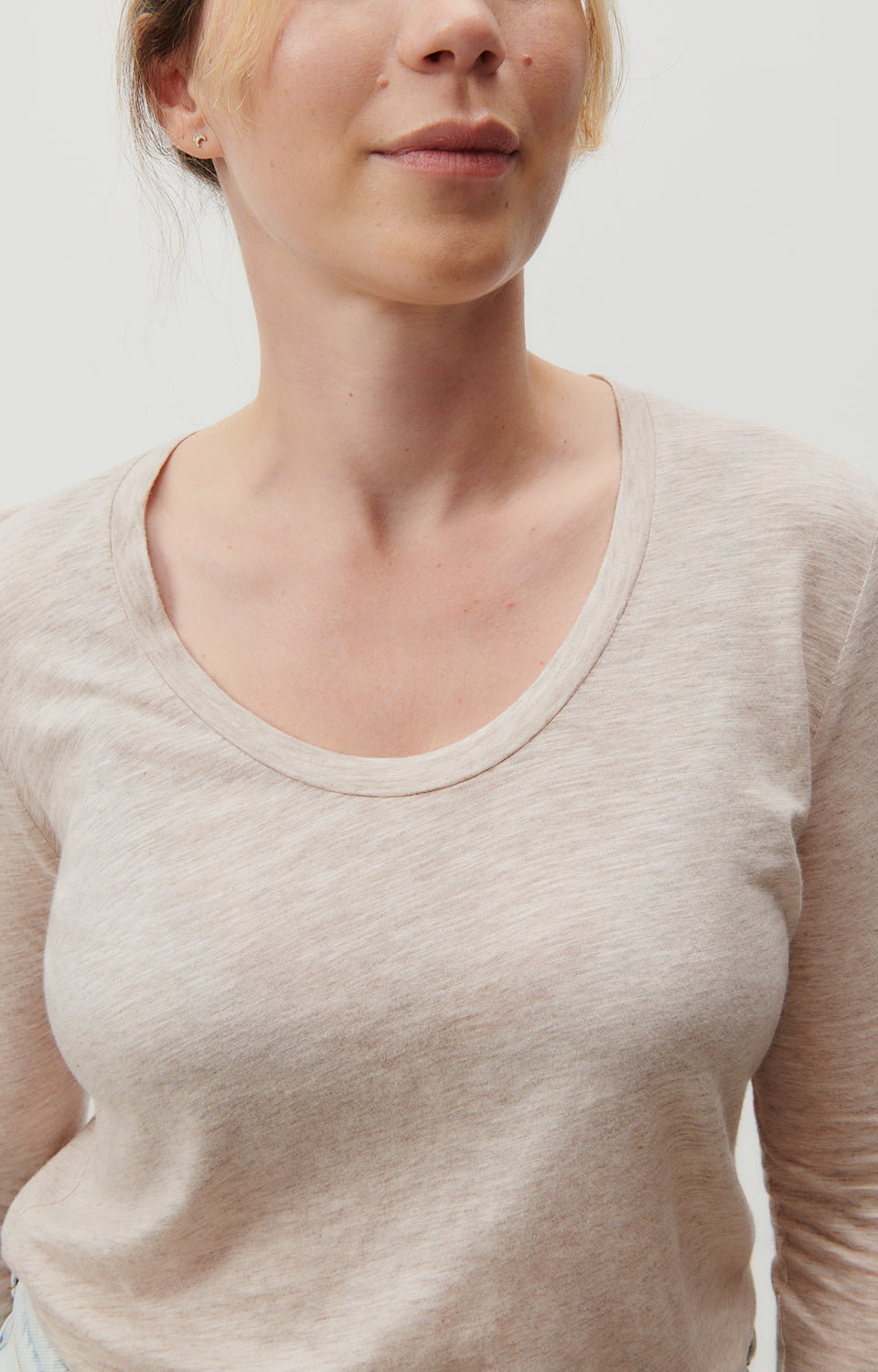 Women Beige Cotton T-Shirt