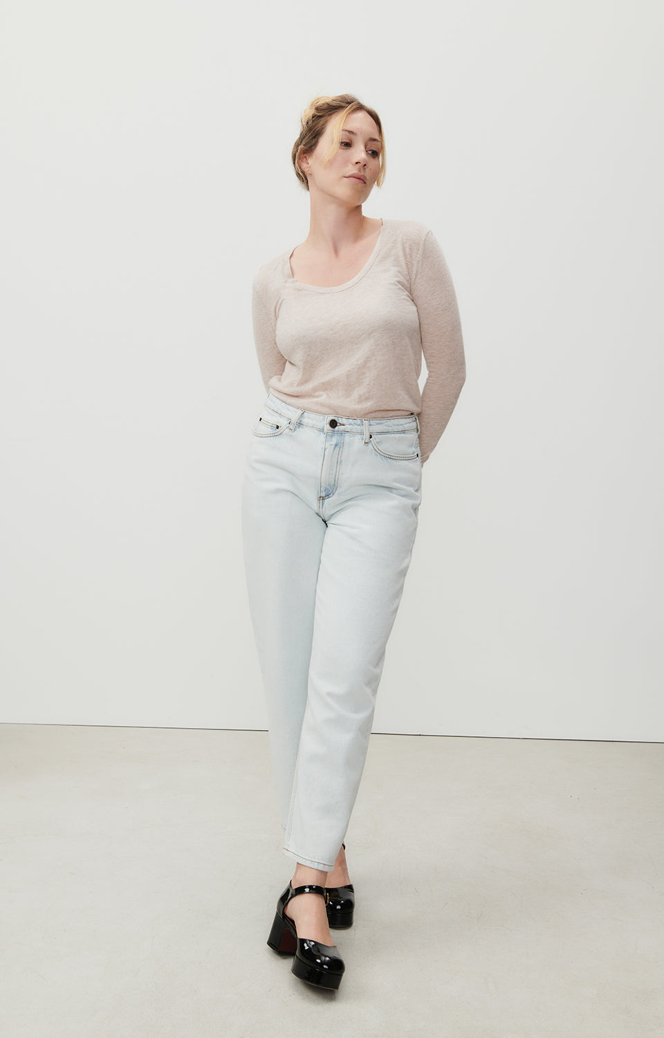 Women Beige Cotton T-Shirt