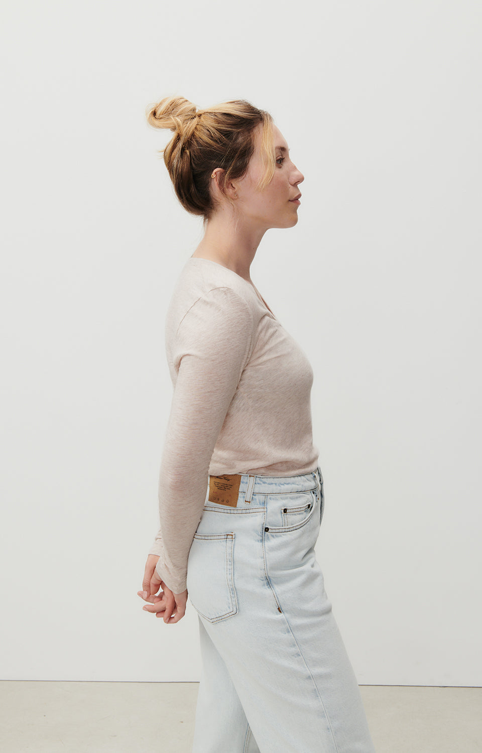 Women Beige Cotton T-Shirt