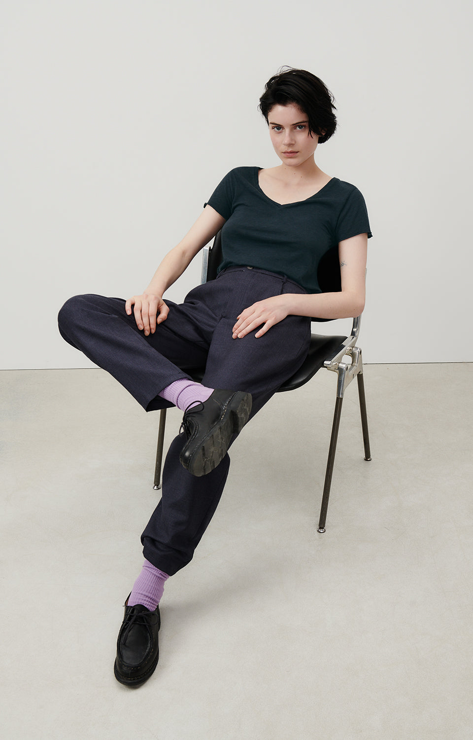 Women Navy Cotton T-Shirt