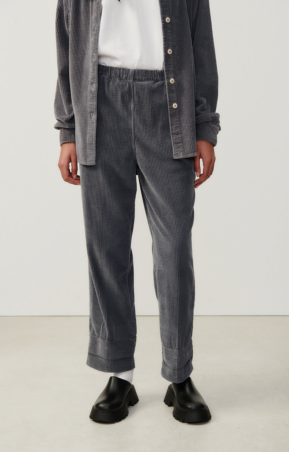 Women Dark Grey Corduroy Trousers