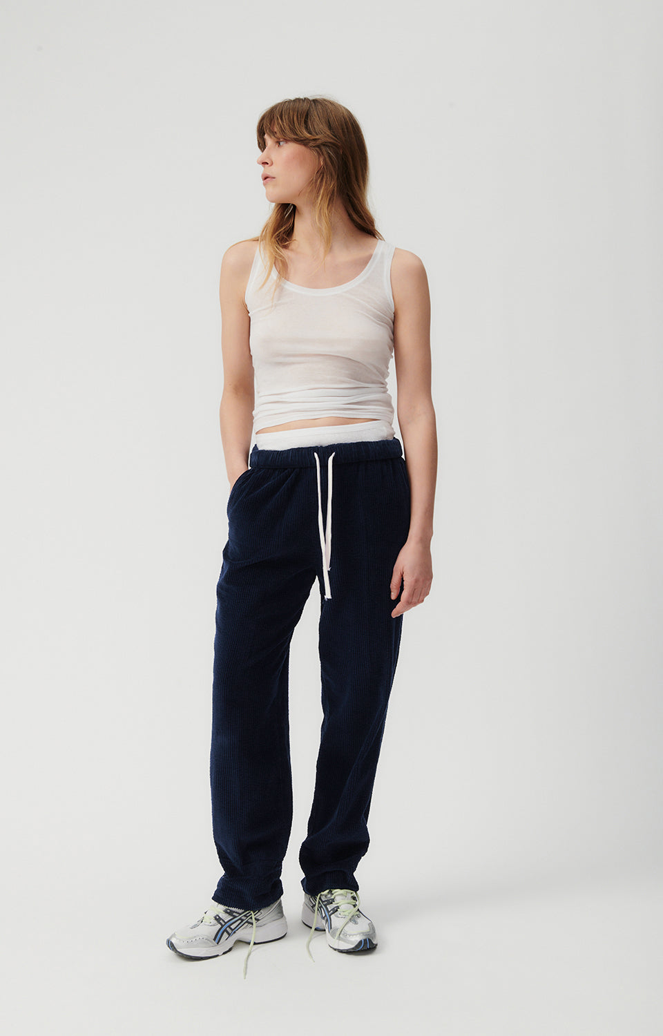 Women Navy Corduroy Trousers