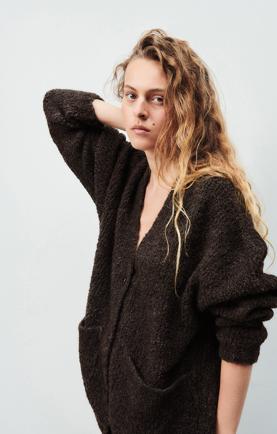 Women Dark Grey Knit Cardigan