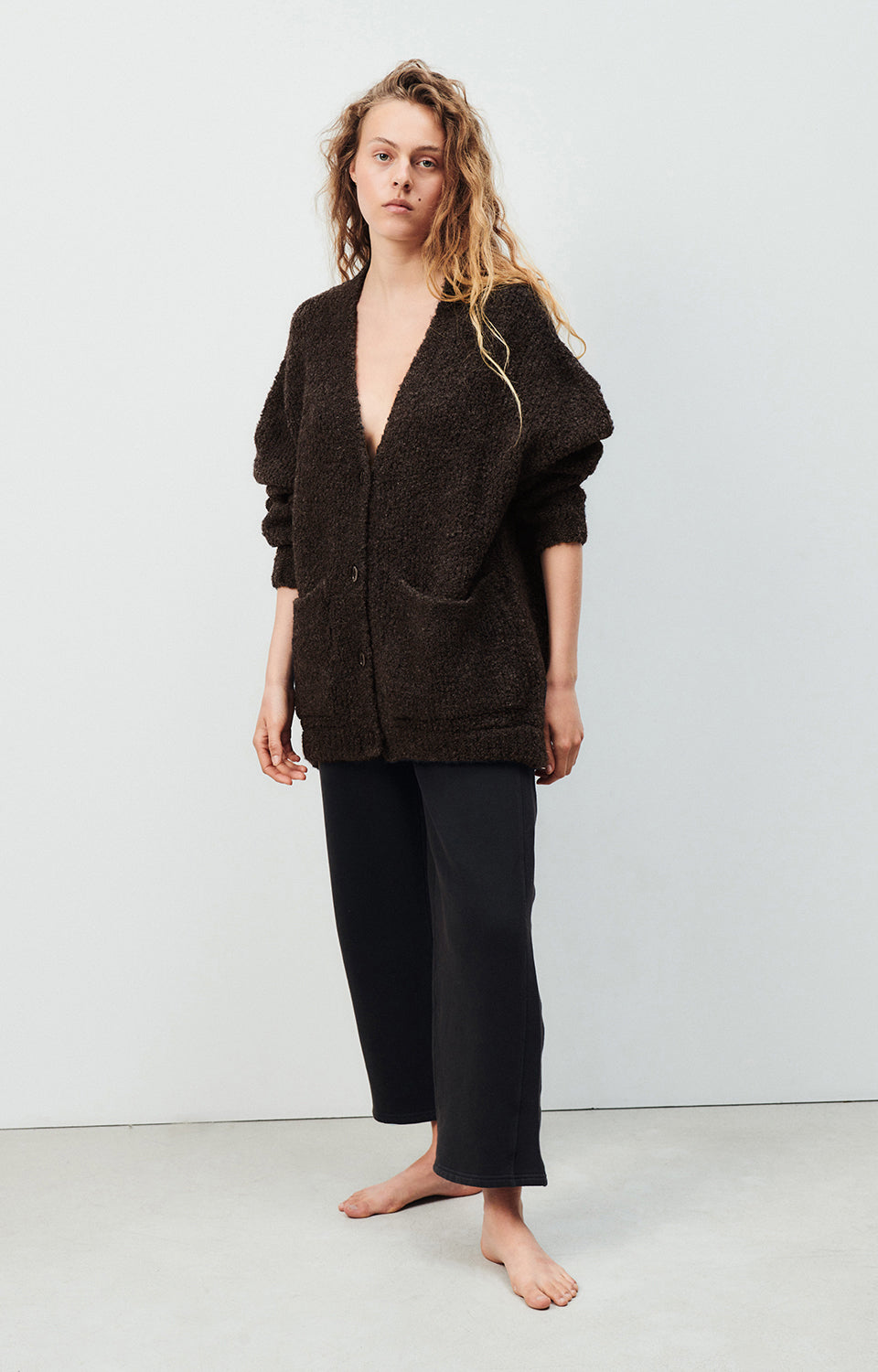 Women Dark Grey Knit Cardigan