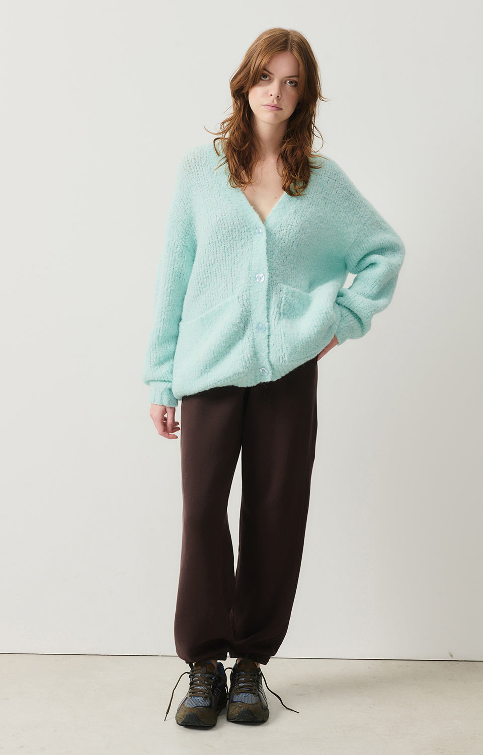 Women Ice Blue Knit Cardigan
